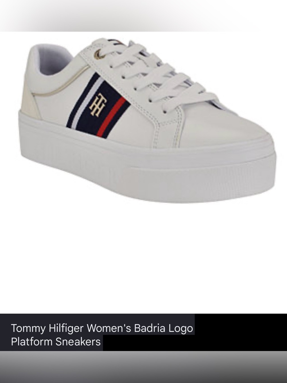 NWT Tommy Hilfiger Women's Badria Logo Platform White Sneakers, Size 5.5M